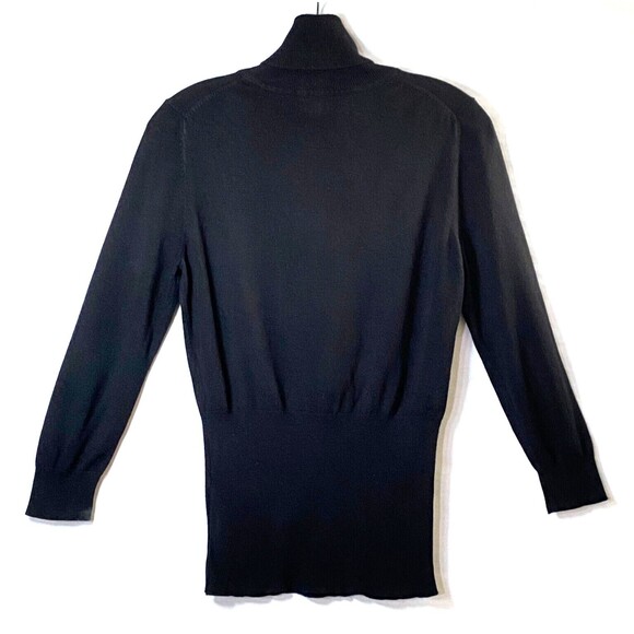 Express Textured Design Turtleneck Sweater Womens Medium Black Soft Empire Waist - Picture 4 of 12